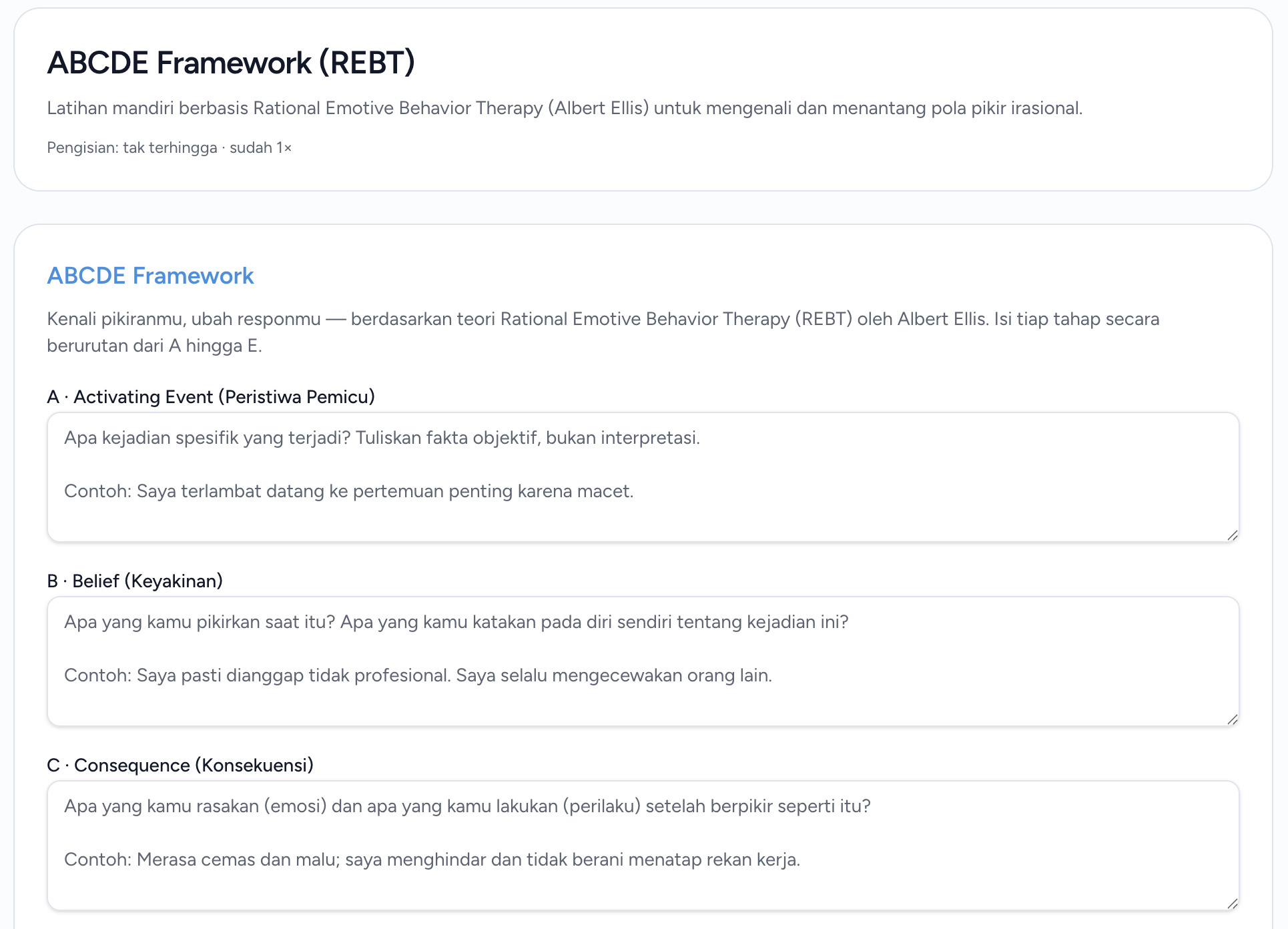 Worksheet ABCDE Framework